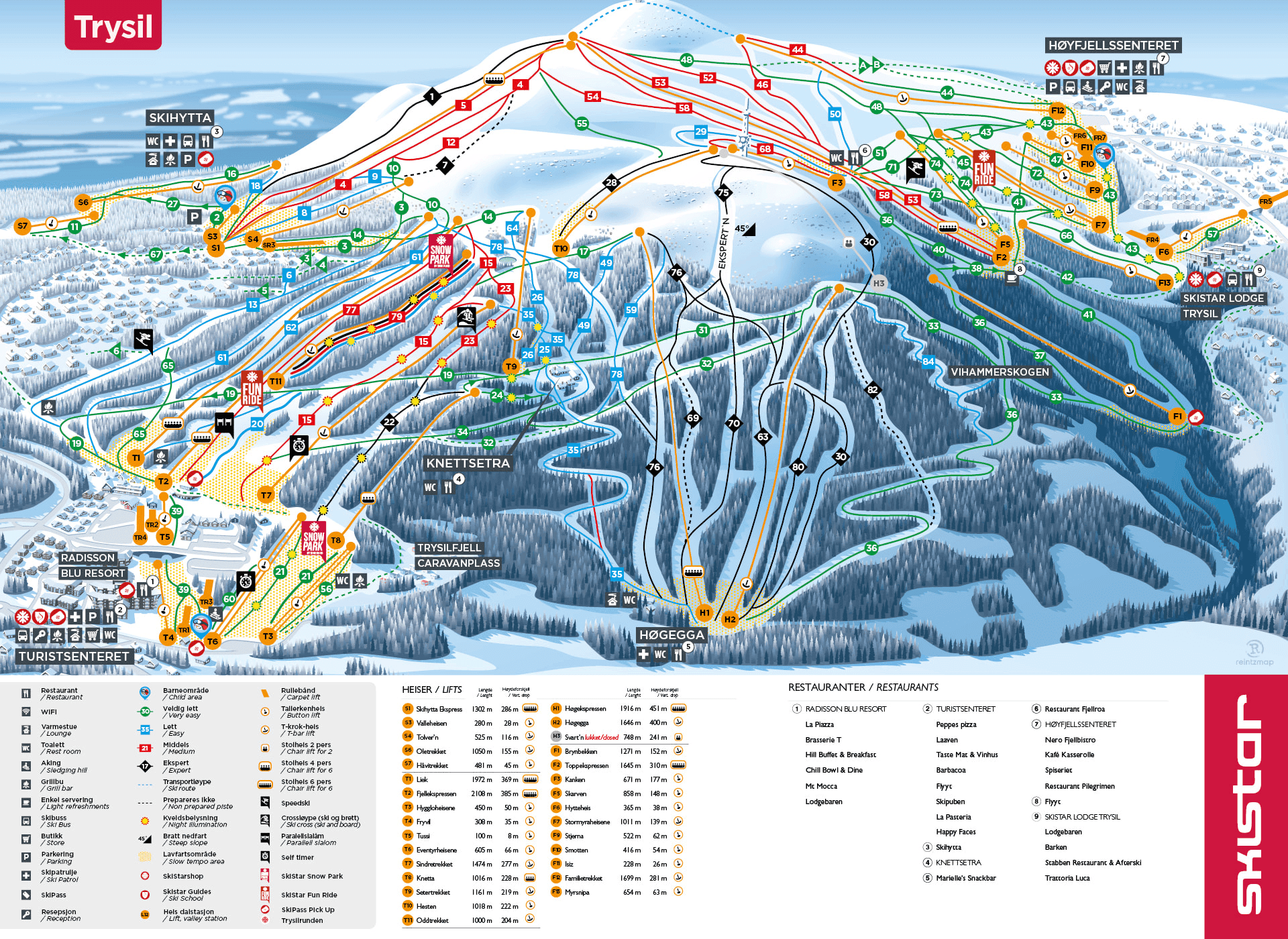 Ski map of Trysil